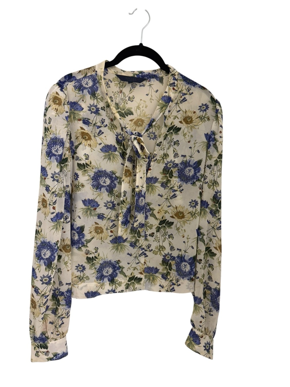 Rachel Rachel Roy Gail Tie Neck Floral Blouse ivory/white multicolor Size 14